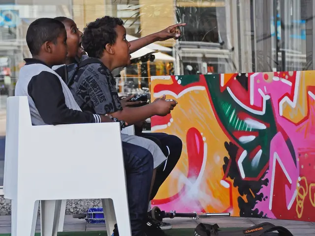 Youngsters craft a tribute from discarded plastic debris